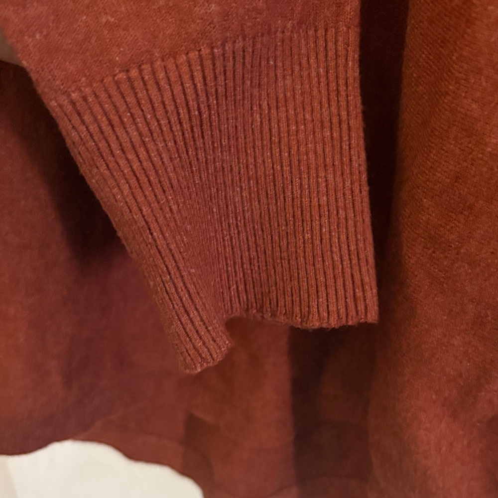 Adrienne Vittadini V-Neck Sweater/Hoodie in Rust - Picture 3 of 5